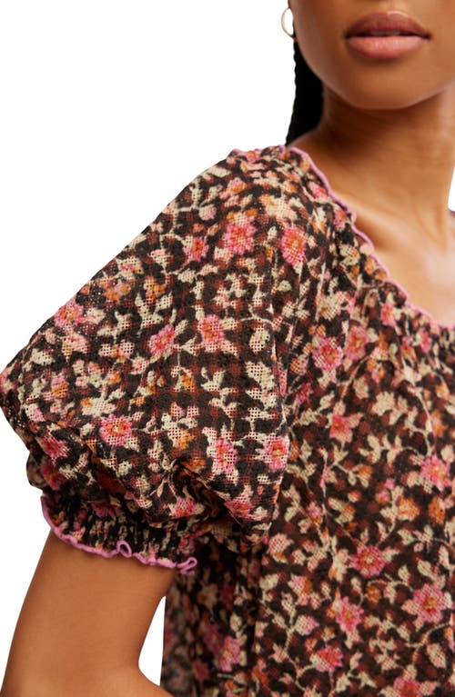 Free People Astra Floral Print Top In Black Combo