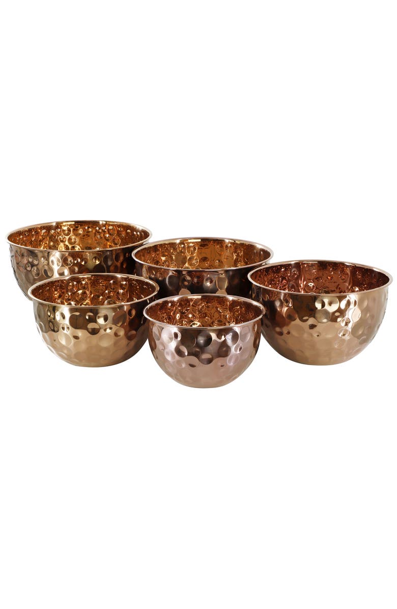 Megachef Hammered Bubble Texture 5 Piece Stainless Steel Serving Bowl Set, Main, color, Copper