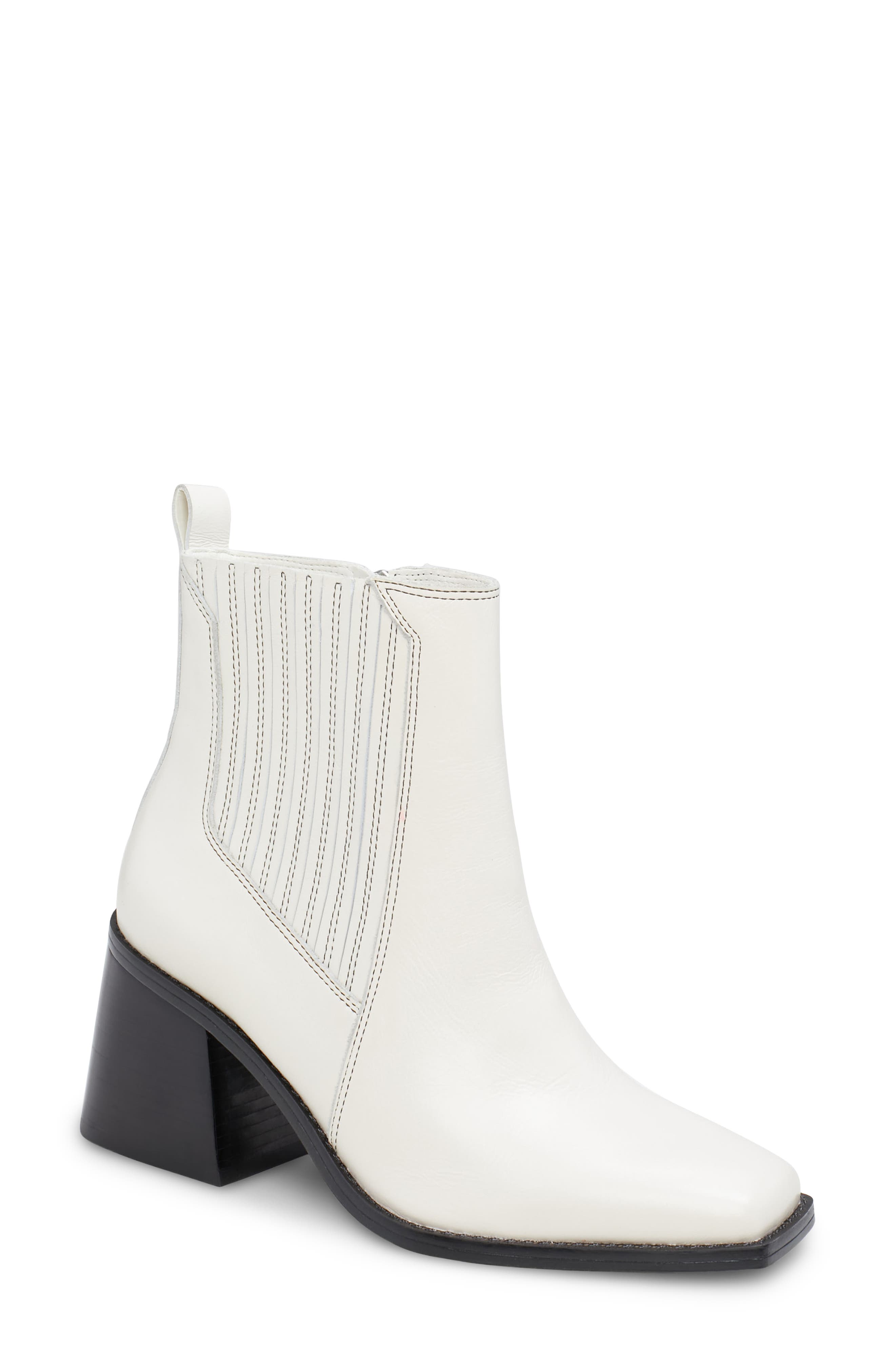 Sojetta Square Toe Bootie, Main, color, CREAMY WHITE