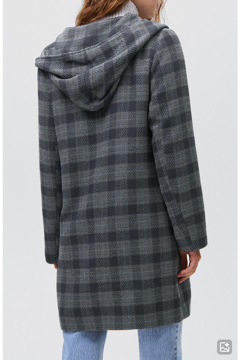 Plaid Hooded Coat, Alternate, color, NAVY