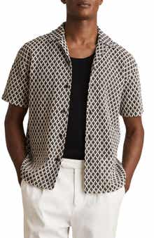 Reiss Sterling Crochet Camp Shir