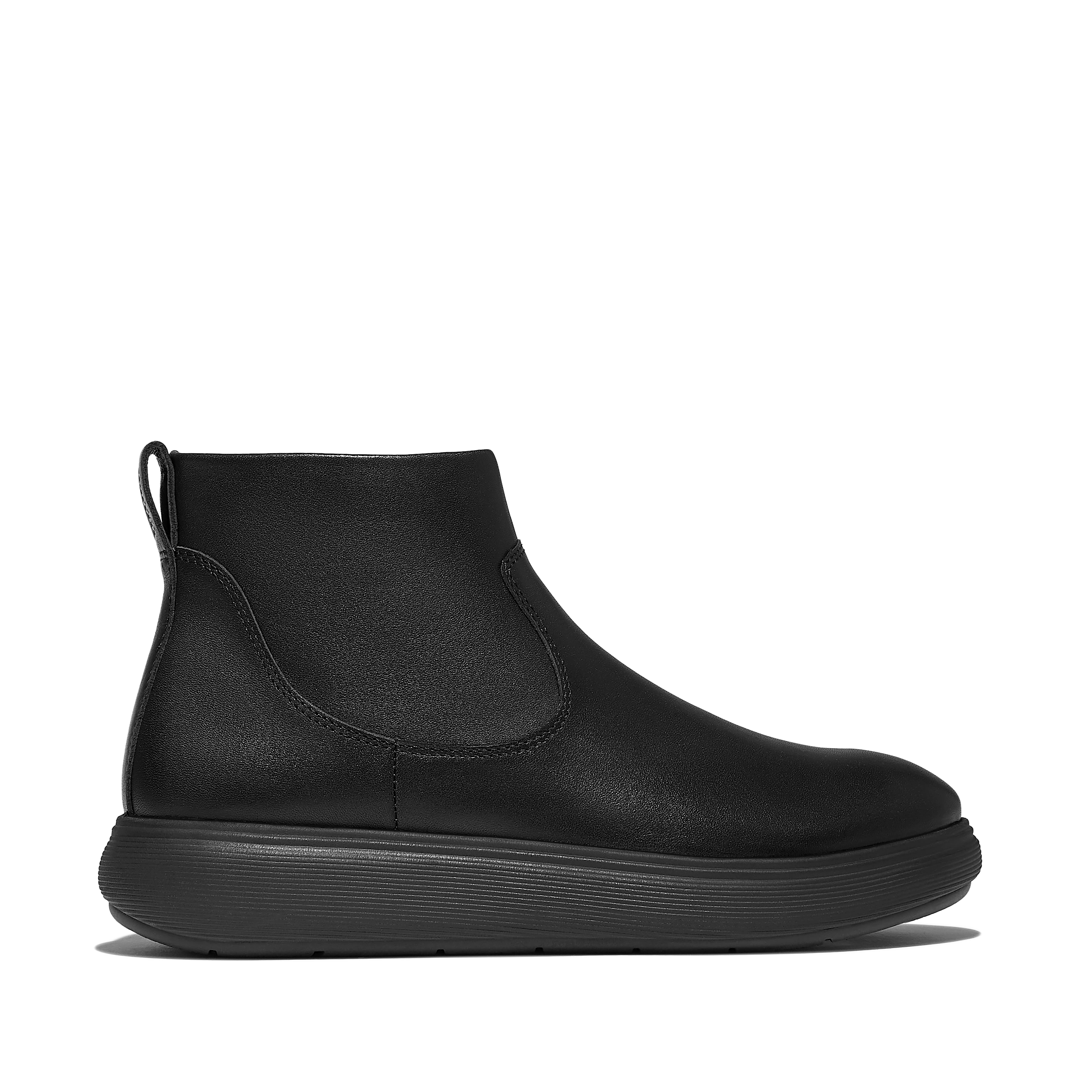 Iq-Comff Leather Zip Ankle Boots, Alternate, color, All Black