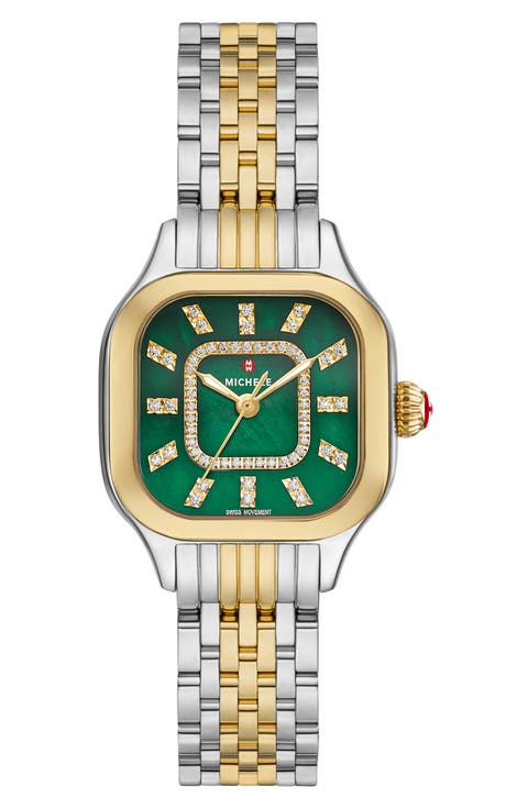 Meggie Two-Tone Mother-of-Pearl & Diamond Dial Bracelet Watch, 29mm