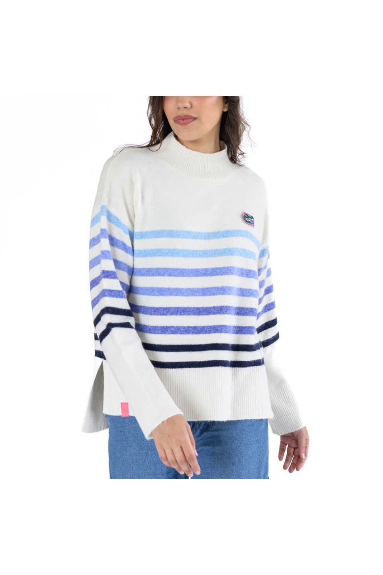 Women's Lusso  White Florida Gators Simone Striple Mock Neck Oversized Pullover Sweater, Main, color, White