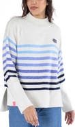 LUSSO Women's Lusso  White Florida Gators Simone Striple Mock Neck Oversized Pullover Sweater