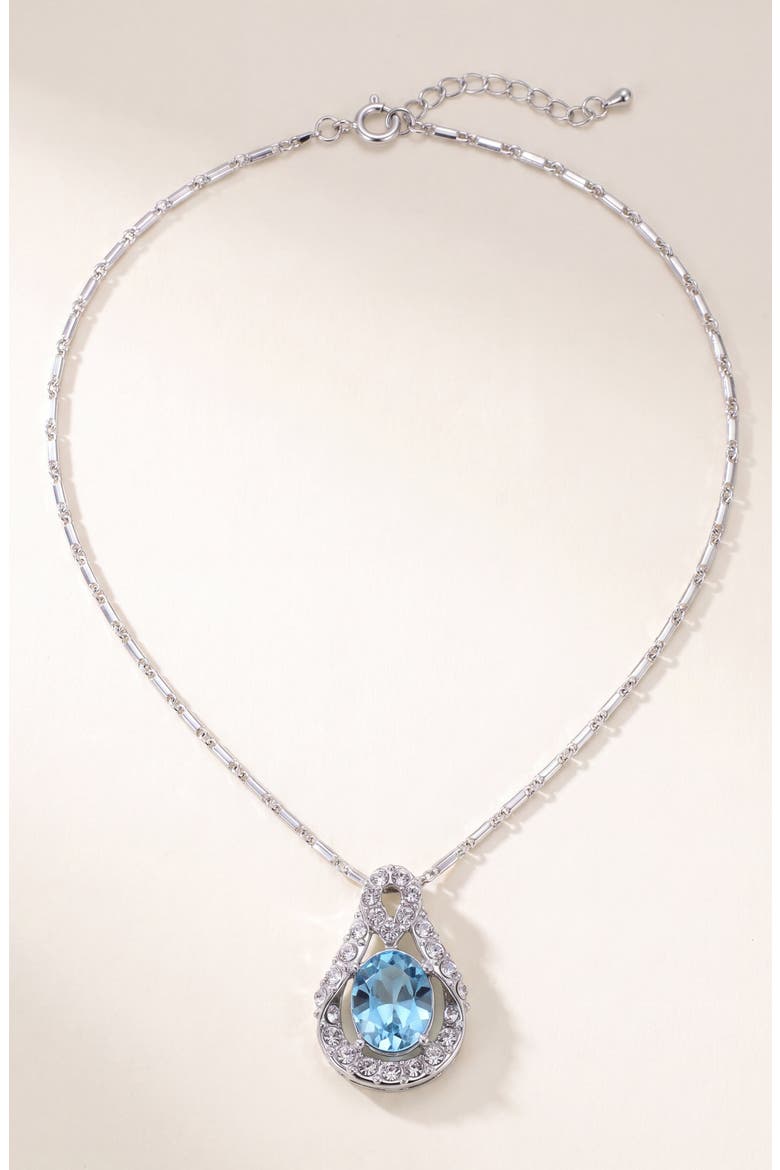 Teardrop Crystal Pendant Necklace, Main, color, Light Sapphire