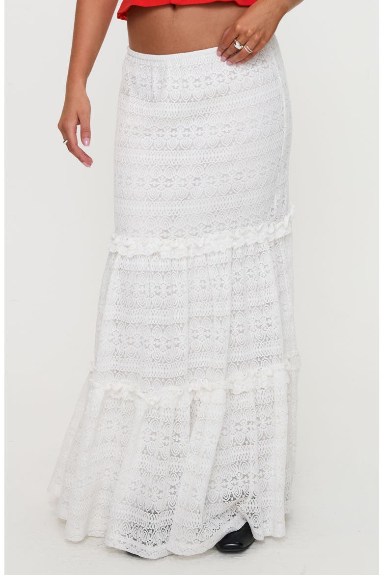 Buttacupe Lace Maxi Skirt, Main, color, WHITE
