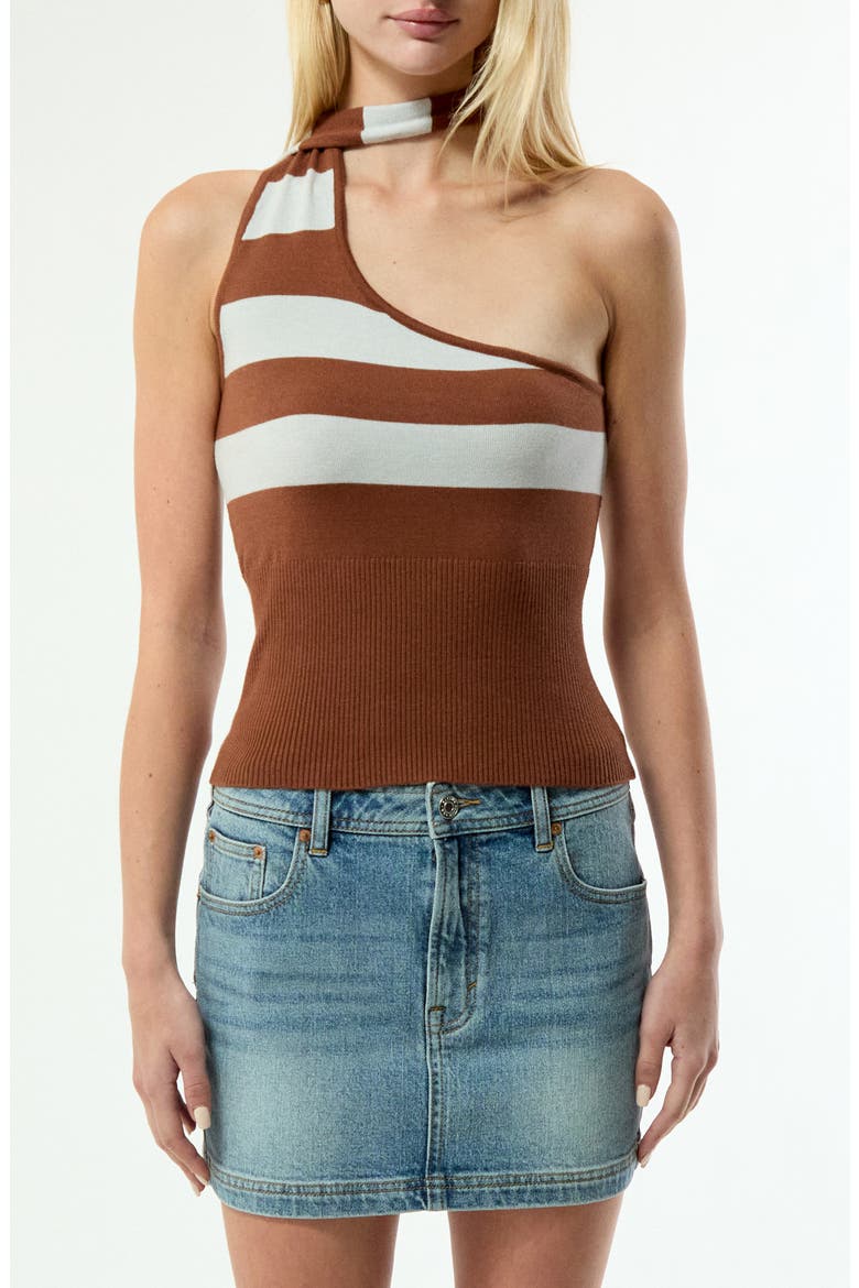 Vanessa Scarf Knit Top, Main, color, BROWN