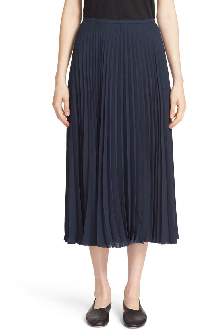 Pleat Midi Skirt, Main, color, COASTAL