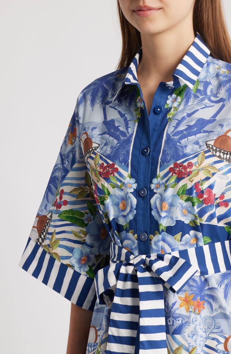 FARM Rio Fresh Table Scarf Cotton Shirtdress Dress, Alternate, color, 