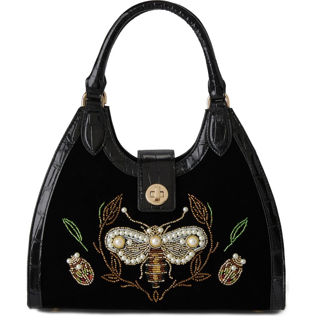 Brahmin Adrian Beaded Velvet Top Handle Bag