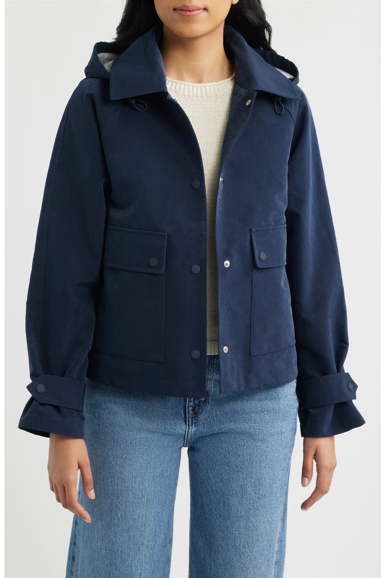 Short Hooded Raincoat, Main, color, NAVY