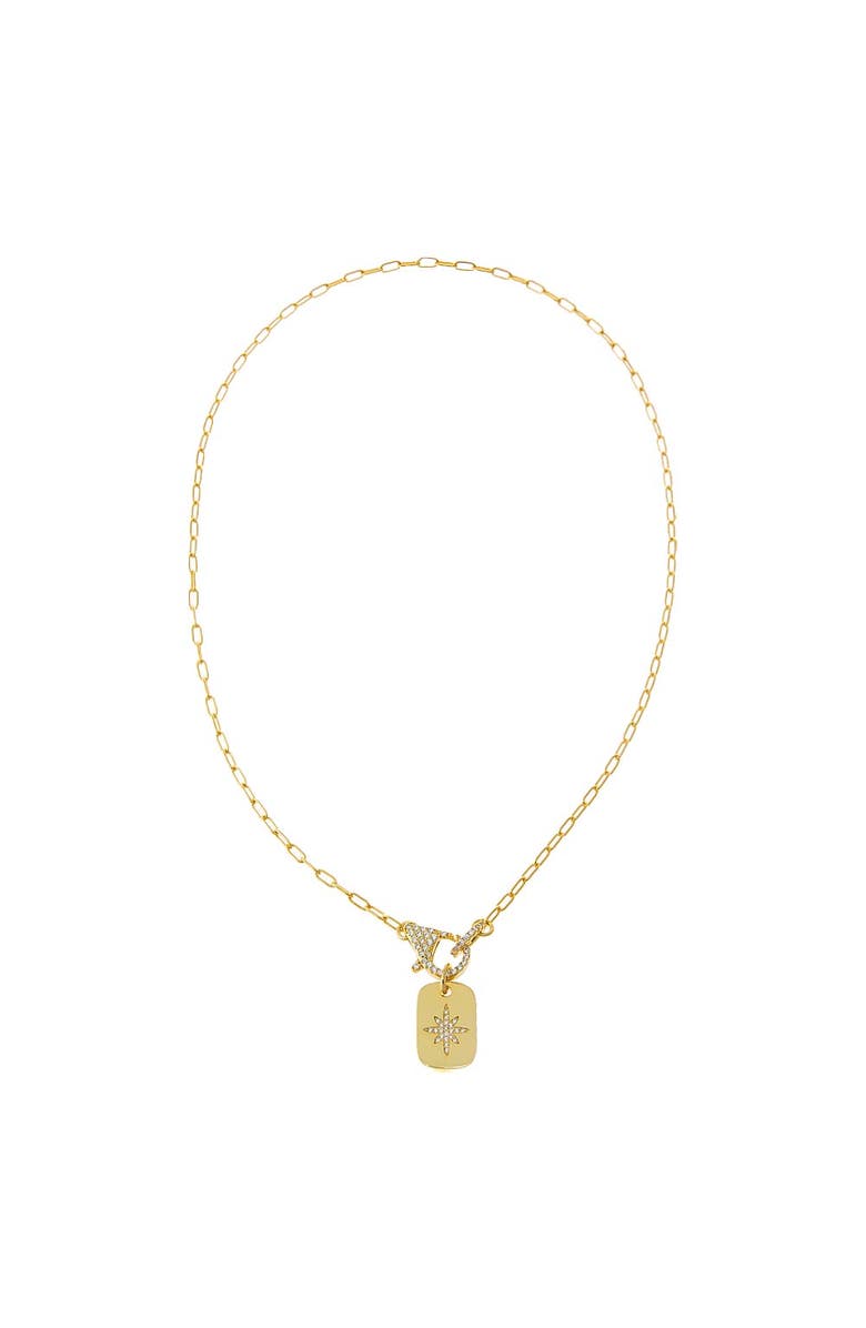 BY ADINA EDEN Pave Starburst Dog Tag Toggle Necklace, Alternate, color, Gold