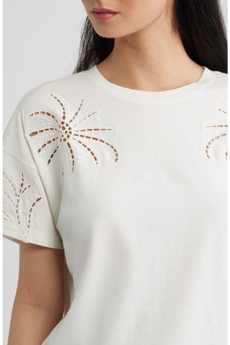 Floral Cutout T-Shirt, Alternate, color, WHITE