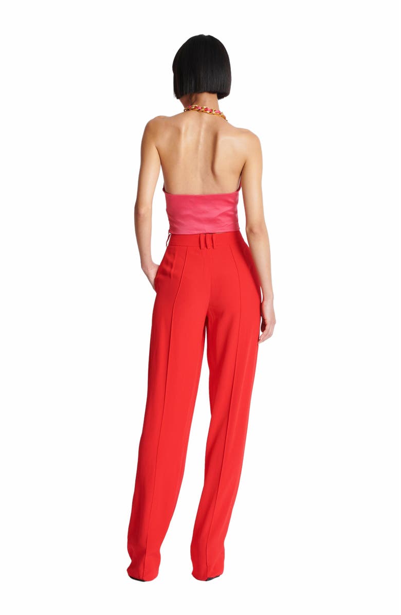 Balmain Draped Silk Halterneck Top, Alternate, color, 