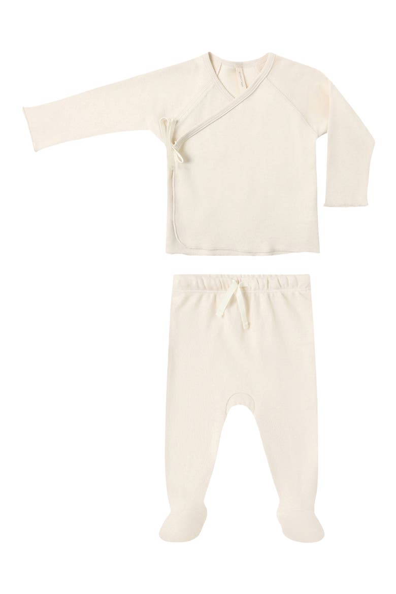 Wrap Top & Footed Pants Set, Main, color, NATURAL