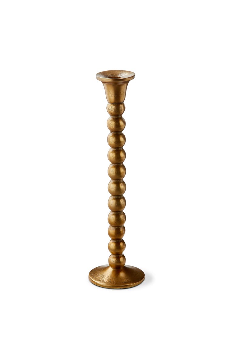 Ingrid Large Taper Candle Holder Antique Brass Aluminum 3.5x3.5x13 in, Main, color, Gold