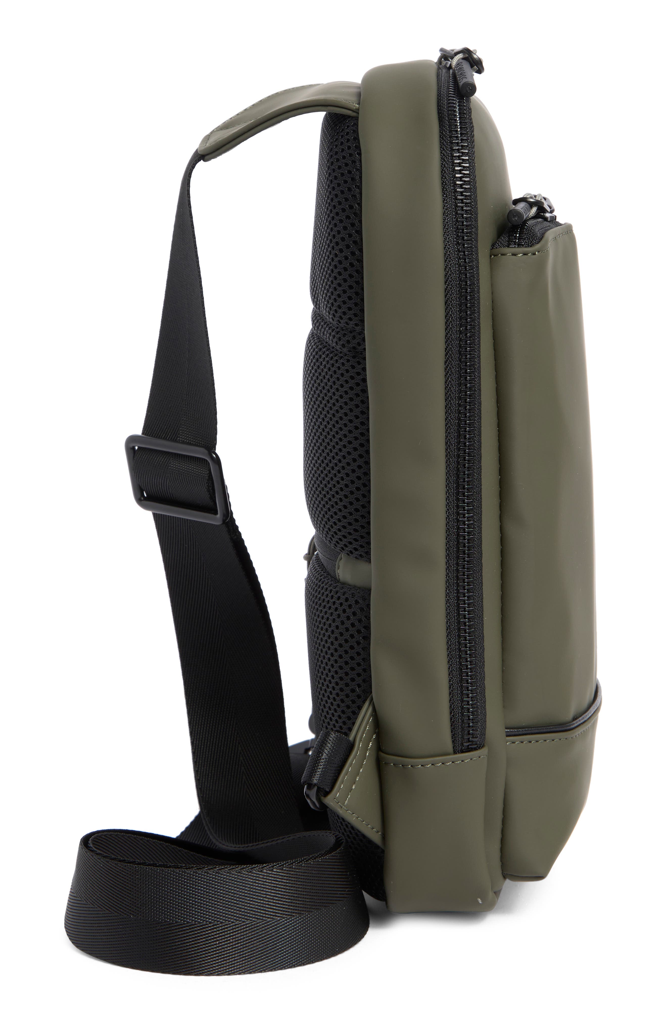 Rubberized Sling Backpack, Alternate, color, OLIVE