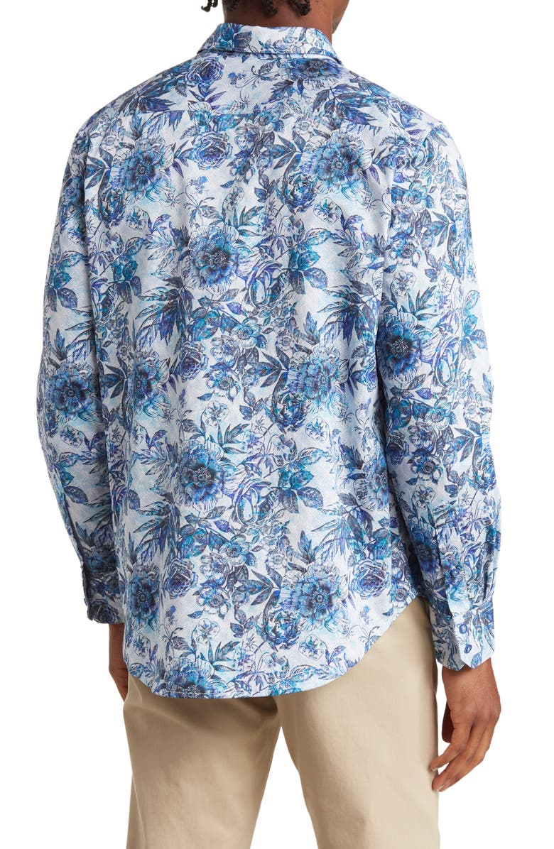 Robert Graham Averes Floral Print Button-Up Cotton Shirt, Alternate, color,