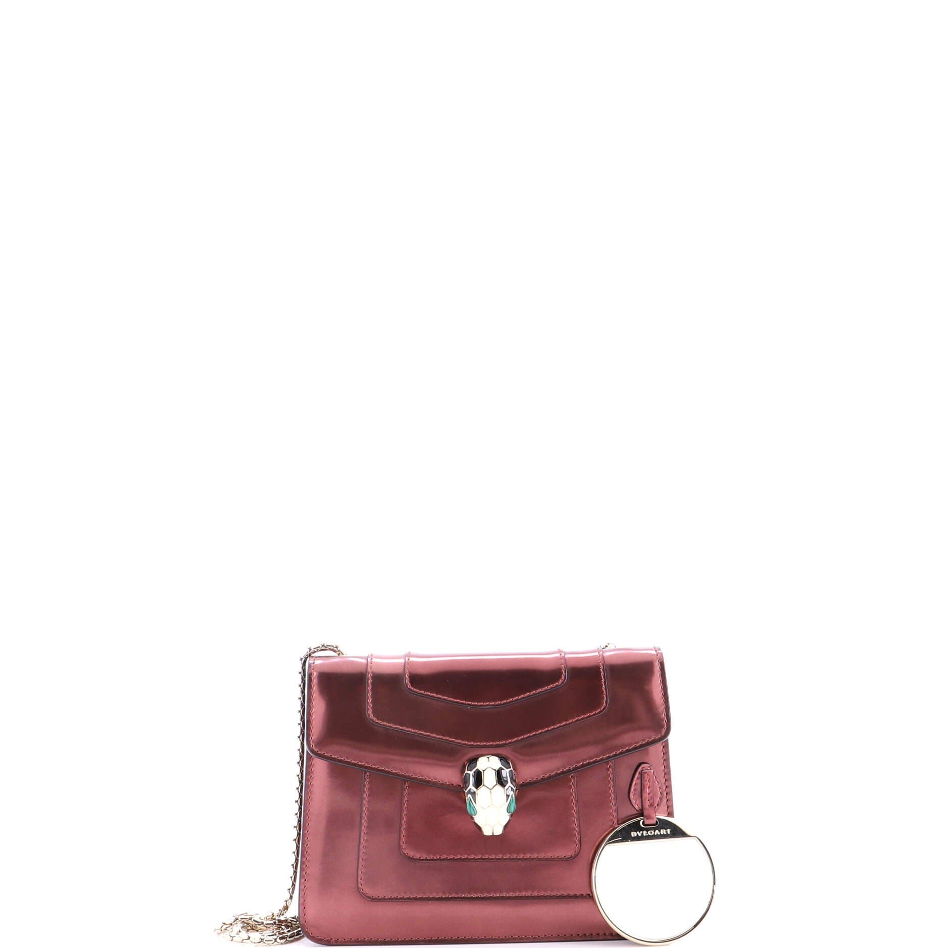 Serpenti Forever Square Shoulder Bag Metallic Leather Small, Alternate, color, Red
