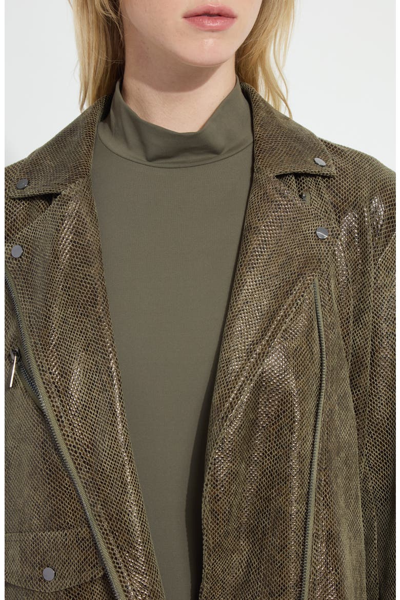 Emory Faux Leather Moto Jacket, Alternate, color, WOODLAND SNAKE
