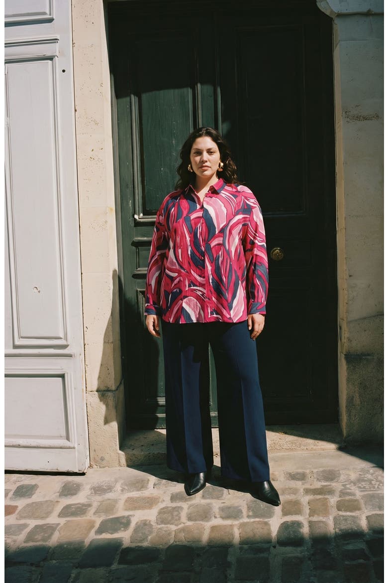 Violet Long Sleeve Button Up Shirt, Alternate, color, JAZZY AOP VIOLET