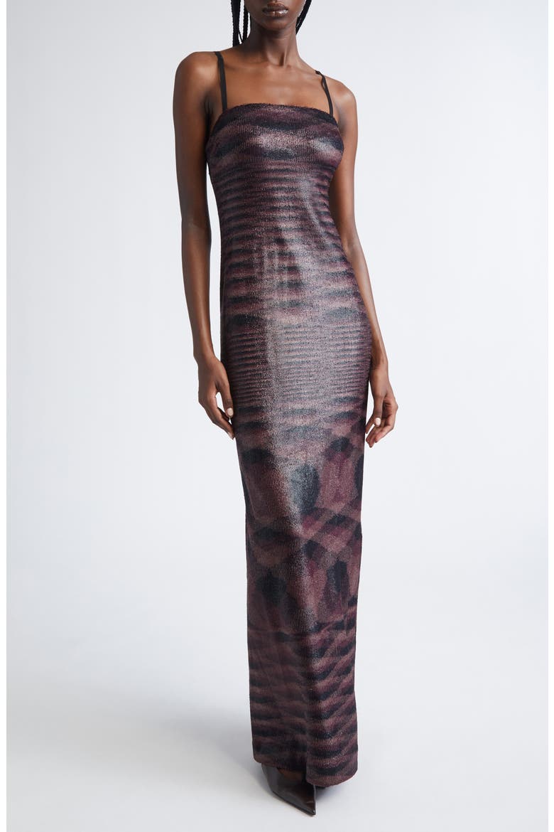 Flame Pattern Knit Removable Straps Dress, Main, color, MULTI BROWN AND BLACK