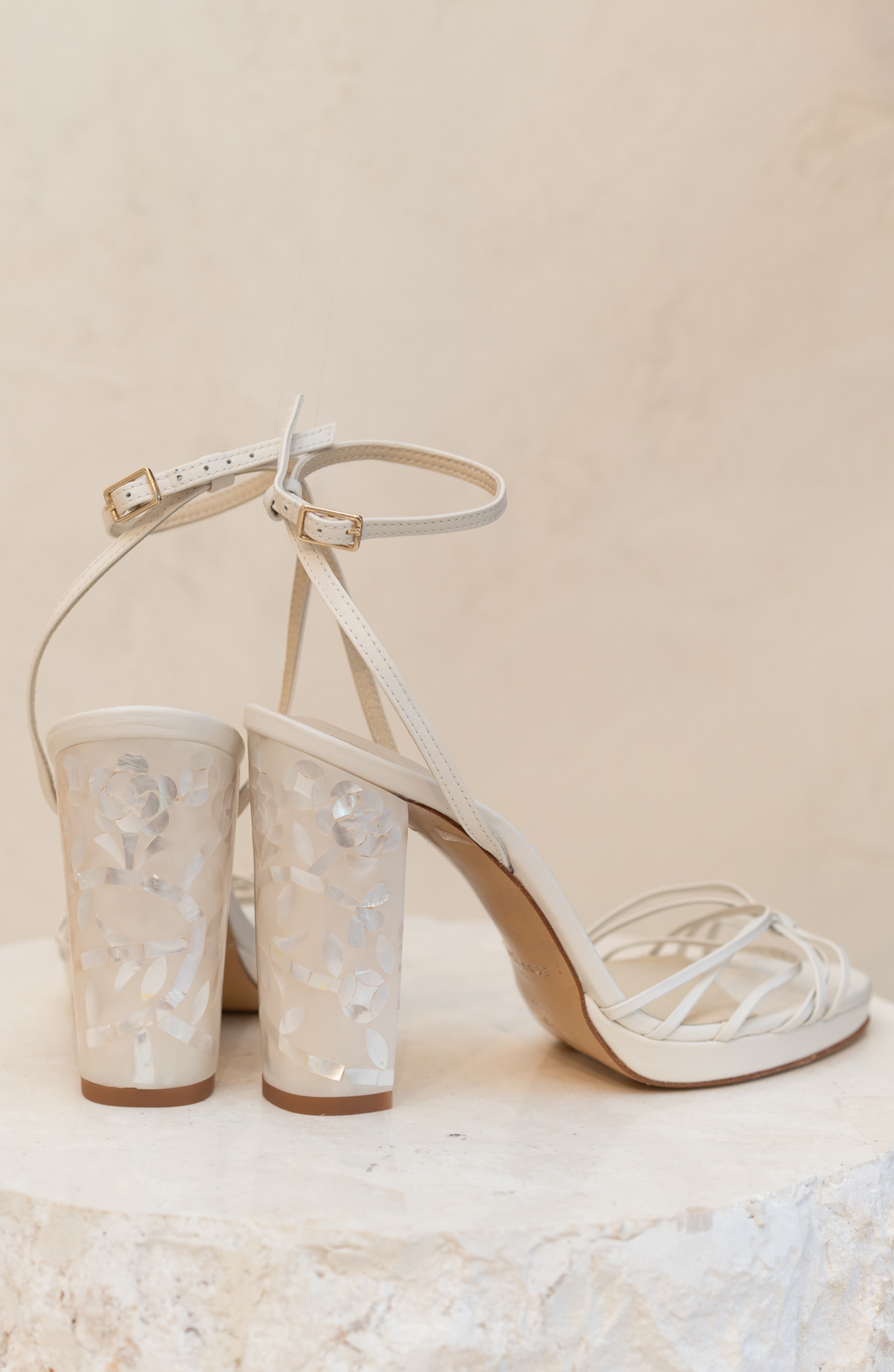 Freya Rose Rosalina Ankle Strap Pearl Platform Heel Sandal, Alternate, color, Ivory