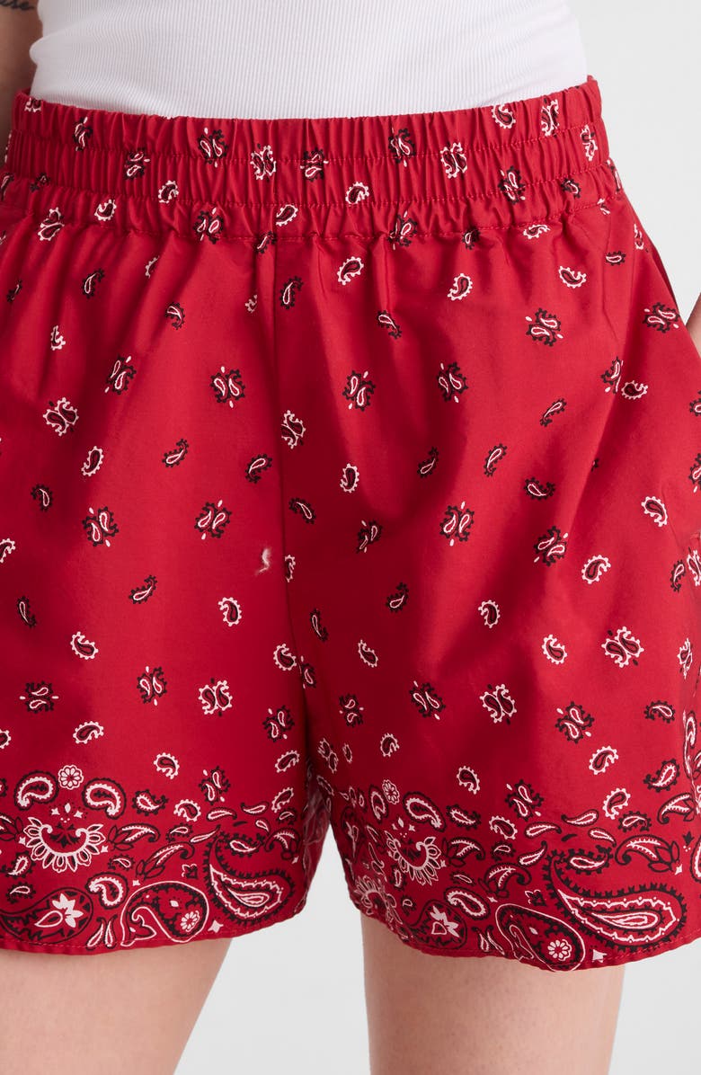 Madewell Pull-On Poplin Shorts, Alternate, color, Chili Pepper