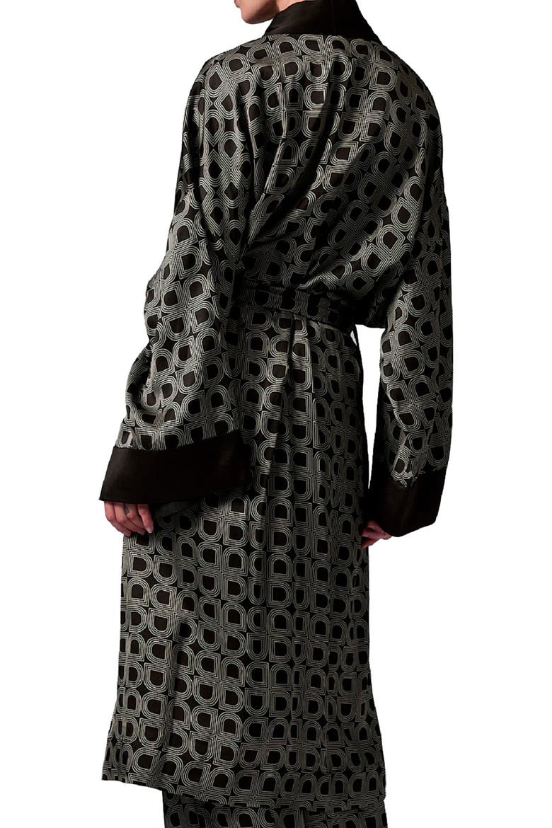 Rani Geometric Print Maxi Length Robe, Alternate, color, Black