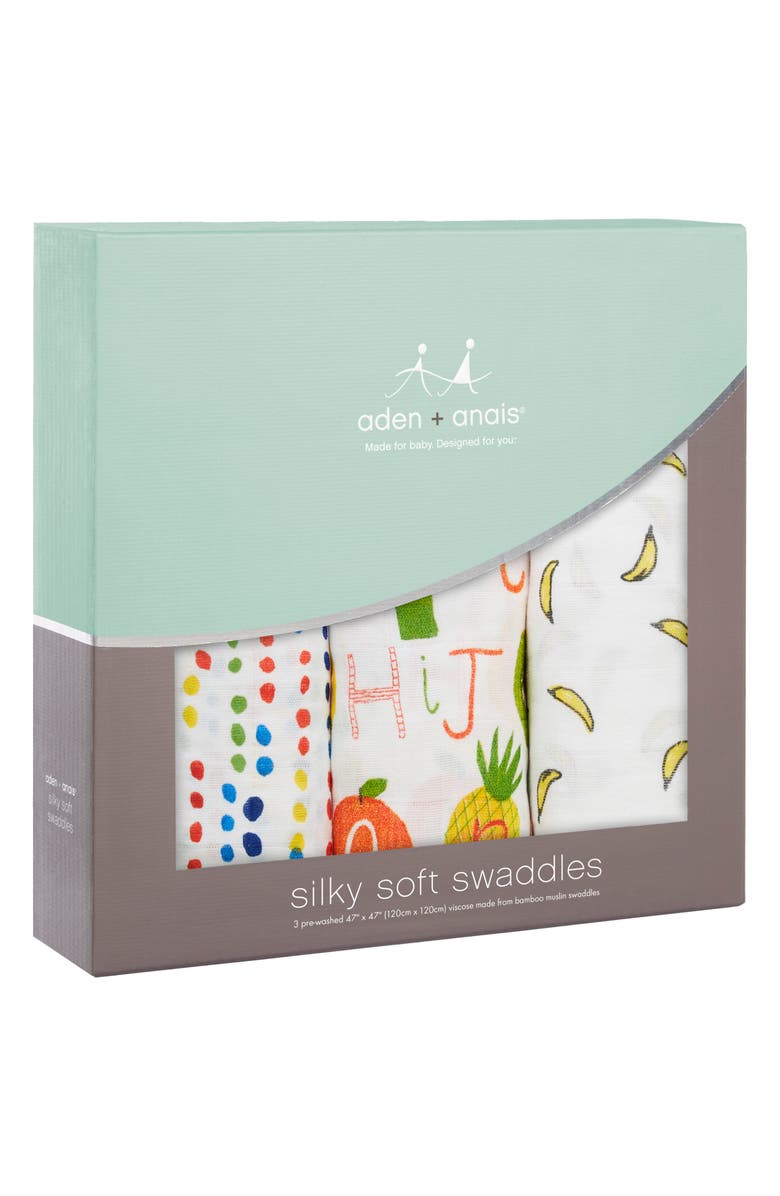 aden + anais 3-Pack Silky Soft Swaddling Cloths, Alternate, color,