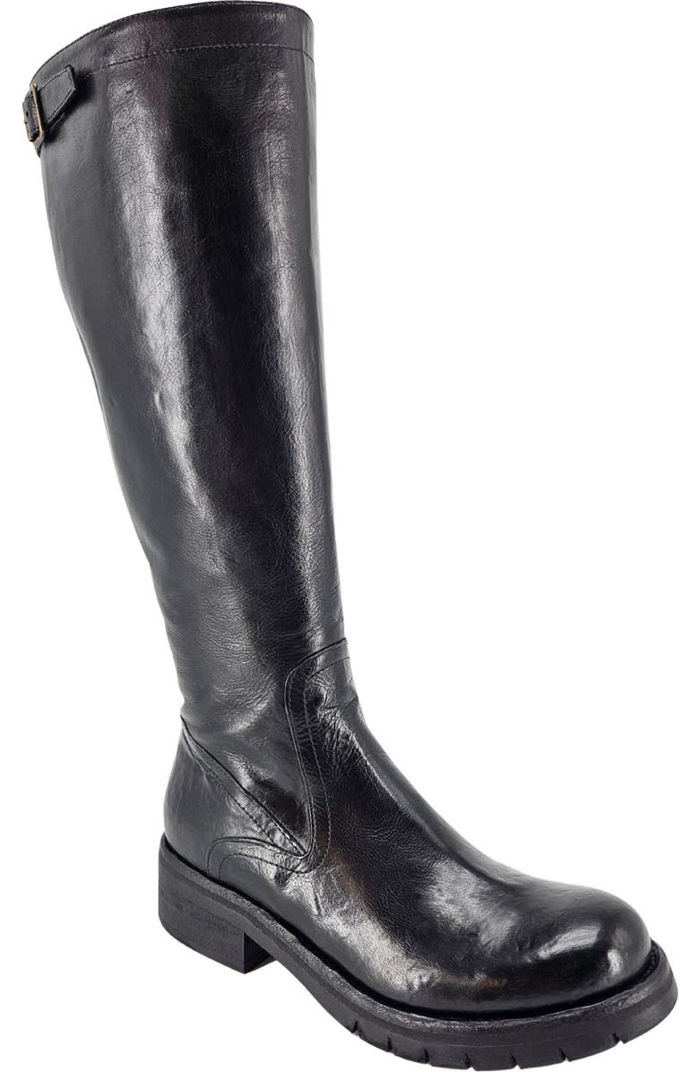 Madison Maison Leather Tall Flat Buckle Boot, Alternate, color, Black