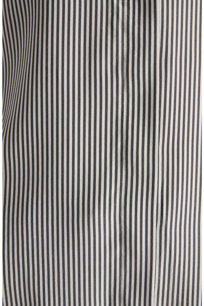 Stripe Silk crêpe de Chine Military Button-up Shirt, Alternate, color, BLACK/ WHITE
