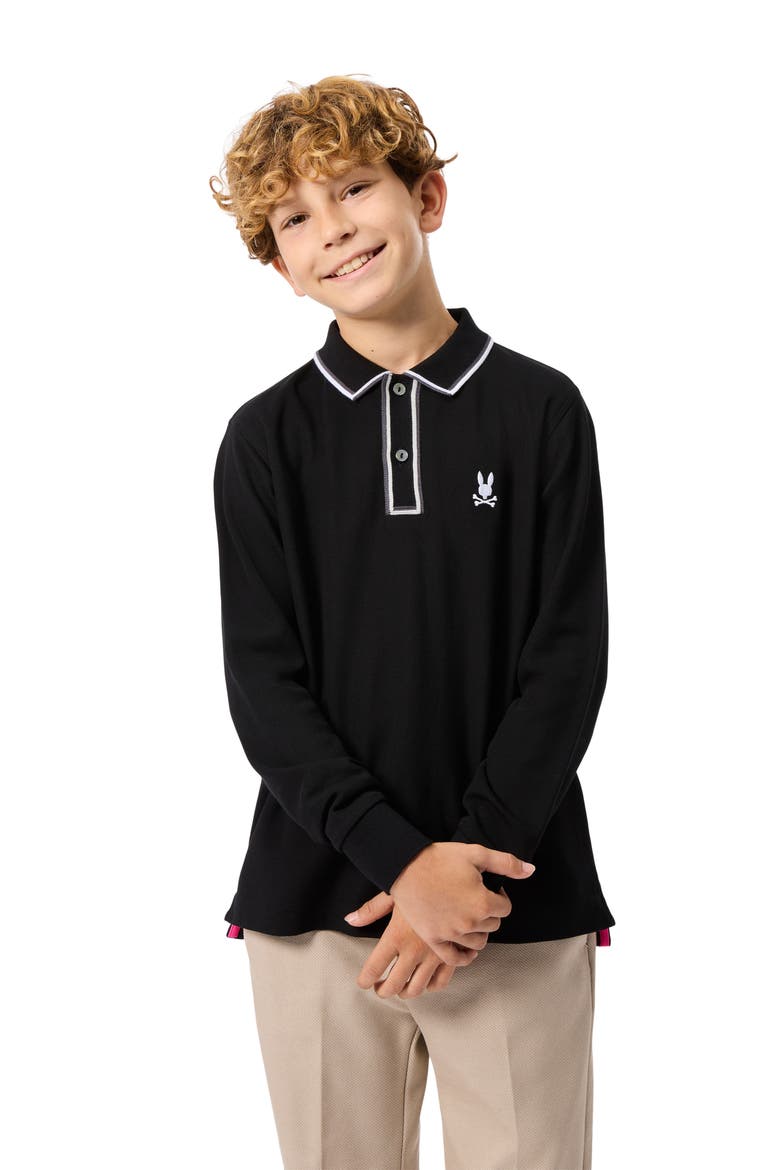 Kids' Kent Cotton Pique Polo, Alternate, color, BLACK