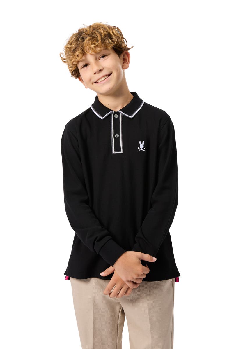 Psycho Bunny Kids' Kent Cotton Pique Polo, Alternate, color, Black