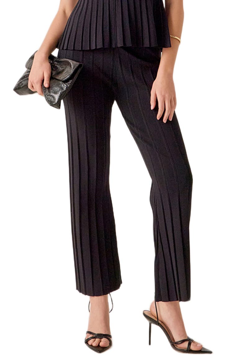 Rib Sweater Pants, Main, color, BLACK