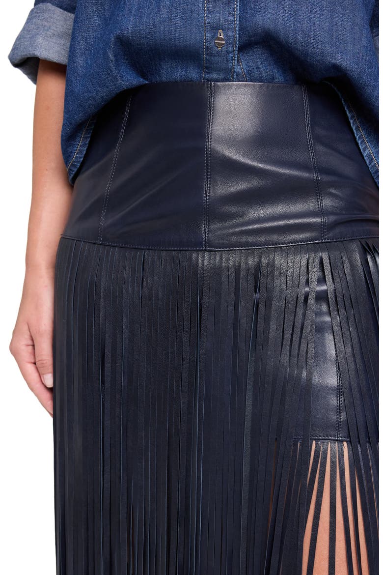Tangled Up Genuine Leather Fringe Skirt, Alternate, color, MIDNIGHT