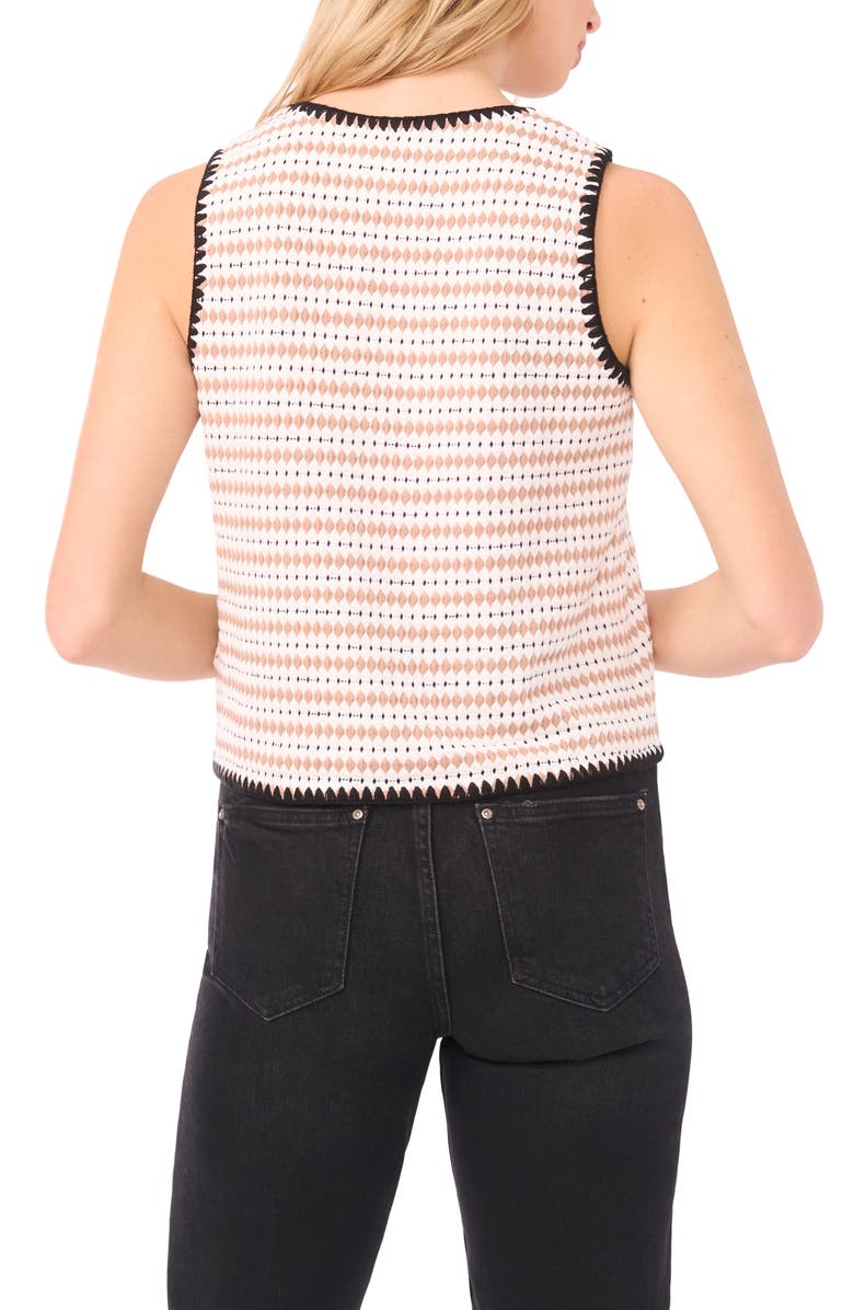 CeCe Diamond Crochet Stretch Knit Vest, Alternate, color, Toffee