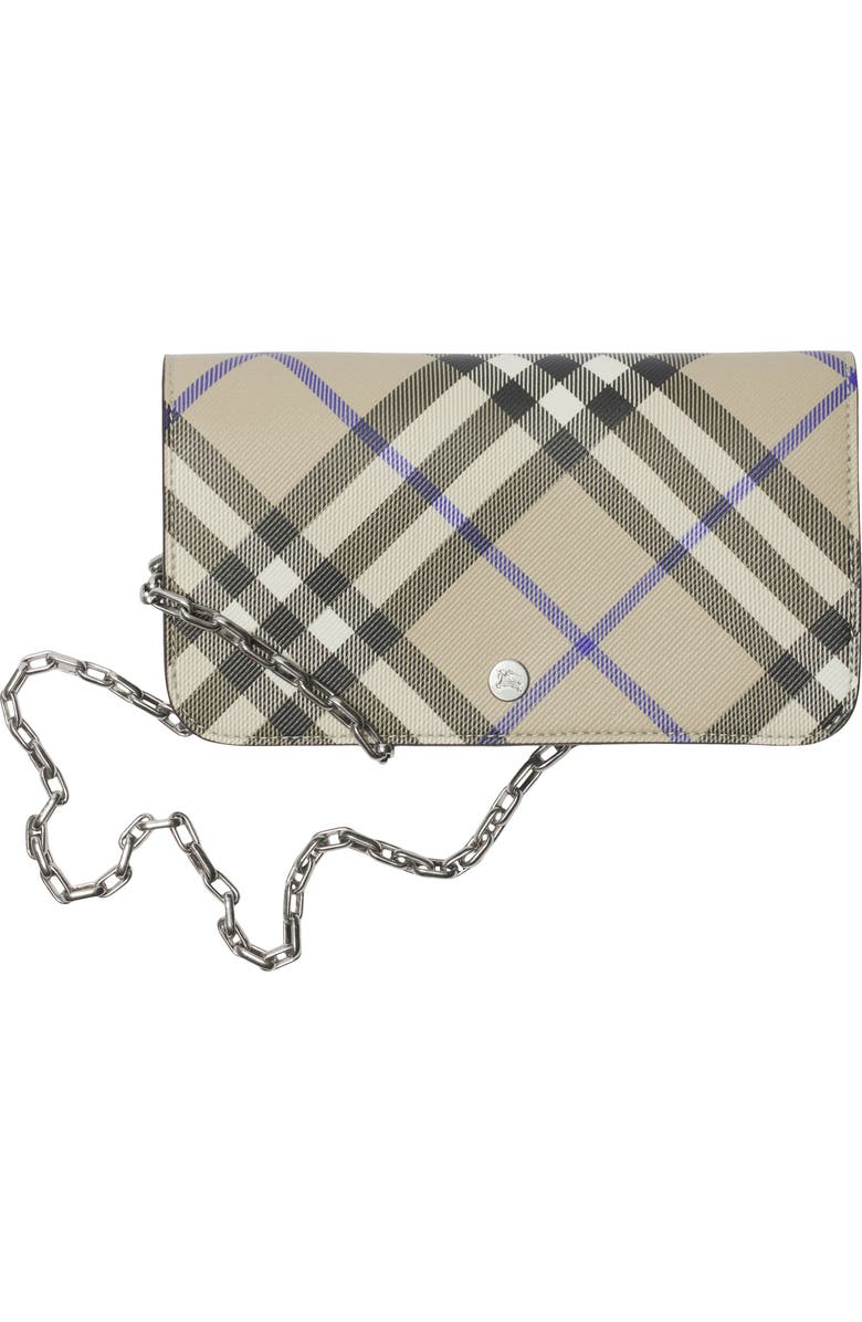 Burberry Check Chain Strap Wallet, Main, color,