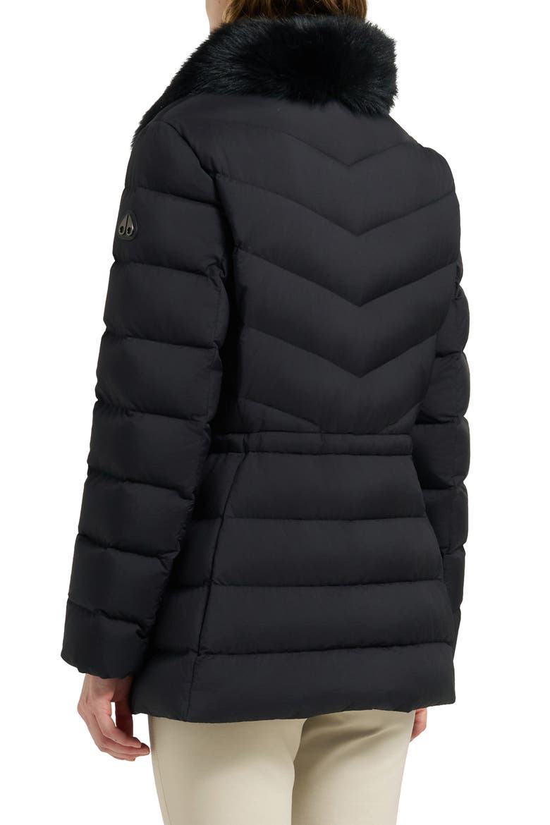 Belle Cote Genuine Shearling Collar Water Repellent 800 Fill Power Down Puffer Jacket, Alternate, color, BLACK