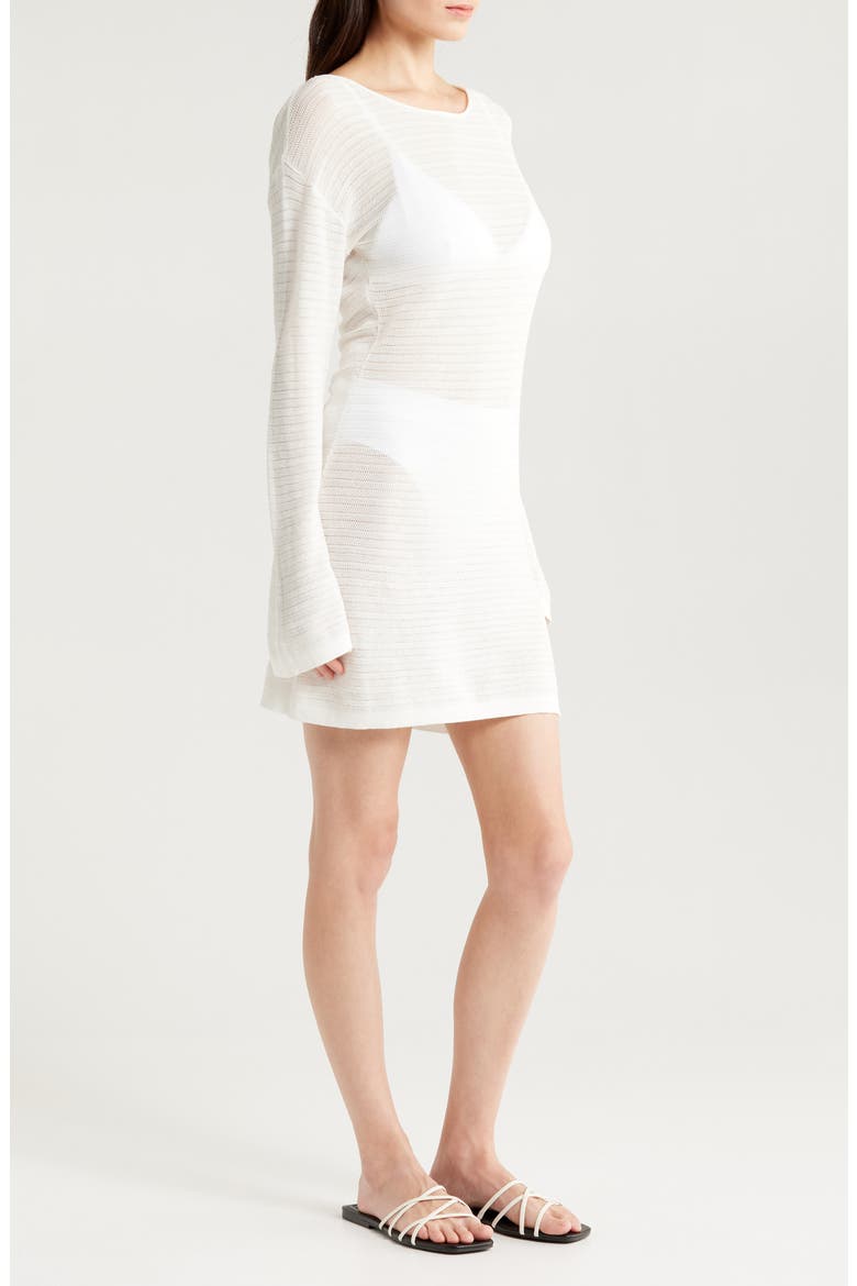 The Nicki Rib Long Sleeve Linen Blend Cover-Up Dress, Alternate, color, BRULE