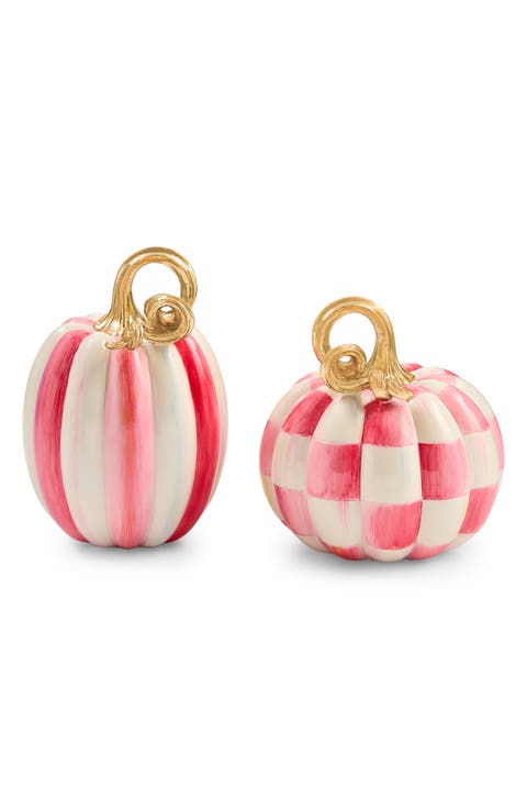 Bubblegum Check & Stripe Set of 2 Pumpkins