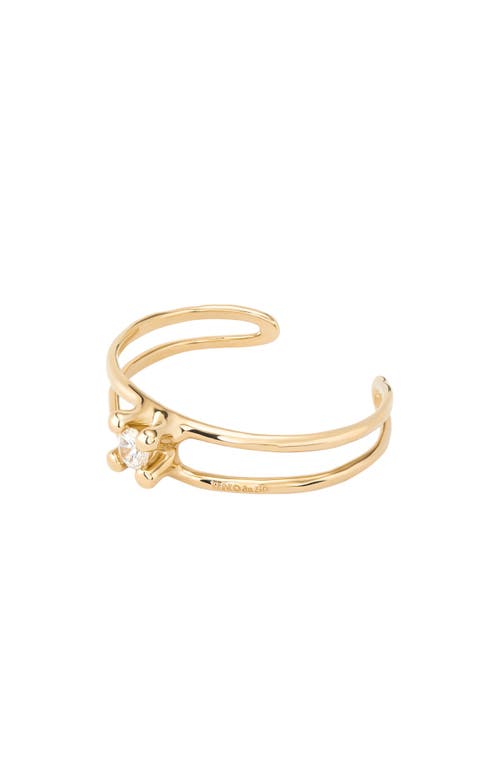 Unode50 Rigid Semi-open Sterling Silver-plated Bracelet With Central Crystal In Gold