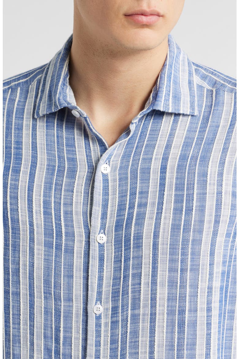 Penning Stripe Short Sleeve Button-Up Shirt, Alternate, color, BLUE