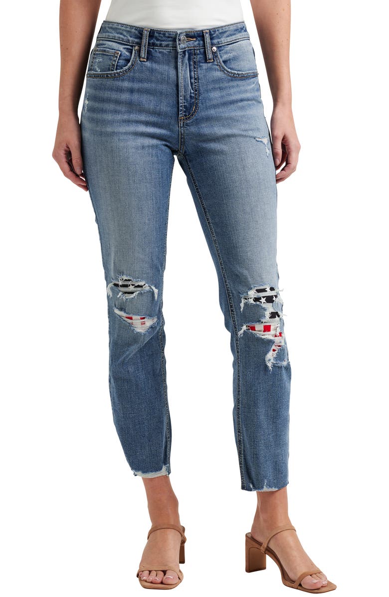 Silver Jeans Co. Most Wanted Americana Mid Rise Ankle Straight Jeans, Main, color, 