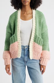 Roffe Accessories Colorblock Chunky Cardigan