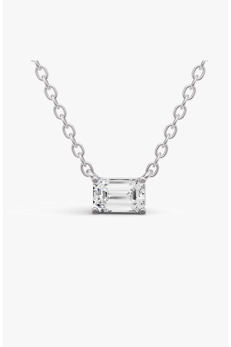 14K Gold 1 ct Lab Grown Emerald Shape Diamond Pendant, Main, color, White Gold