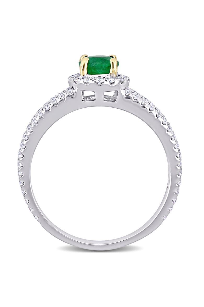 Emerald & Diamond Halo Ring 14k, Alternate, color, Emerald