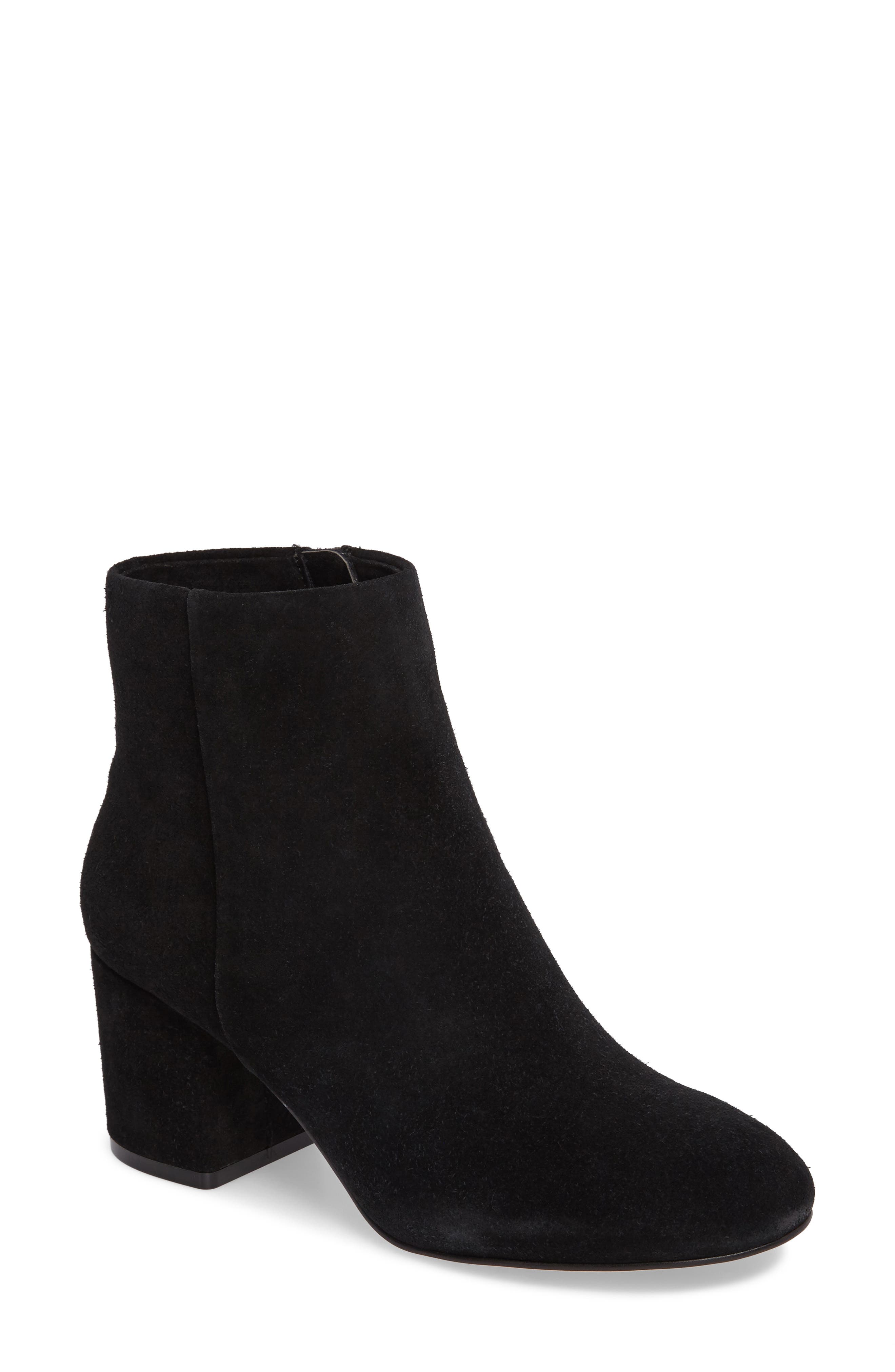 Daniella Block Heel Bootie, Main, color, BLACK SUEDE