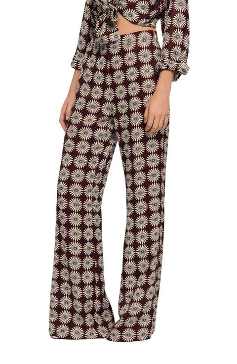 Floral-print floaty trousers